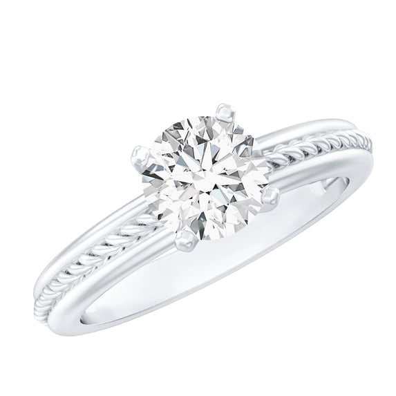Rosec Jewels Solitaire Diamond Ring - Half Carat Engagement Ring Lab Grown (5 MM, EF-VS Grade), 18K White Gold, US 5.00