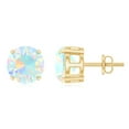 thumbnail image 1 of Rosec Jewels Solitaire Ethiopian Opal Stud Earrings, October Birthstone Earrings (8 mm), 18K Yellow Gold, 1 of 9