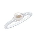 thumbnail image 1 of Solitaire Freshwater Pearl Celtic Knot Ring with Diamond (2 Carat Pearl, AAA Grade), 18K White Gold, US 3.50, 1 of 8