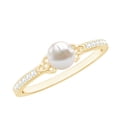 thumbnail image 1 of Rosec Jewels Solitaire Freshwater Pearl Celtic Knot Ring with Diamond (2.25 Ct, AAA Grade), 18K Yellow Gold, US 5.50, 1 of 8