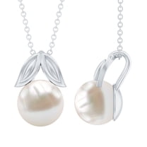 Rosec Jewels Solitaire Freshwater Pearl Pendant Necklace, June Birthstone Pendant - 9 mm, 925 Sterling Silver