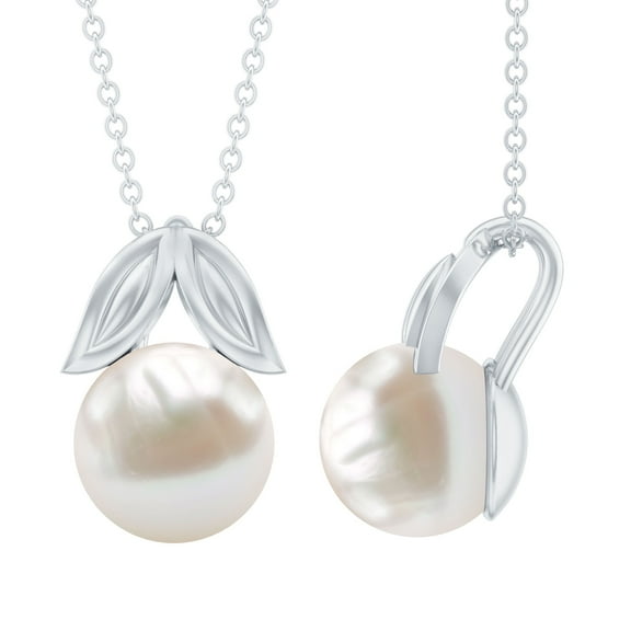 Rosec Jewels Solitaire Freshwater Pearl Pendant Necklace, June Birthstone Pendant - 9 mm, 925 Sterling Silver