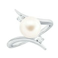 thumbnail image 1 of Rosec Jewels Solitaire Freshwater Pearl Ring with Diamond for Women, Bypass Ring - 8 mm, 14K White Gold, US 6.00, 1 of 8