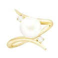 thumbnail image 1 of Rosec Jewels Solitaire Freshwater Pearl Ring with Diamond for Women, Bypass Ring - 8 mm, 18K Yellow Gold, US 10.00, 1 of 8