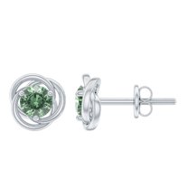 Rosec Jewels Solitaire Green Sapphire Swirl Stud Earrings, September Birthstone Earrings, 925 Sterling Silver