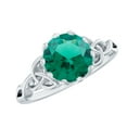 thumbnail image 1 of Rosec Jewels Lab Grown Emerald Engagement Ring for Women - 8 mm - Celtic Knot Ring - AAAA Grade Certified - with Jewelry Box, 10K White Gold, US 3.50, 1 of 9
