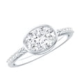 thumbnail image 1 of Rosec Jewels Moissanite Oval Engagement Ring 1 Carat - East West Ring for Women - 6X8 mm - D-VS1 Quality Certified, 10K White Gold, US 5.00, 1 of 8