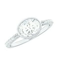 thumbnail image 1 of Rosec Jewels Moissanite Oval Engagement Ring 1 Carat - East West Ring for Women - 6X8 mm - D-VS1 Quality Certified, 14K White Gold, US 6.50, 1 of 8