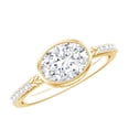 thumbnail image 1 of Rosec Jewels Moissanite Oval Engagement Ring 1 Carat - East West Ring for Women - 6X8 mm - D-VS1 Quality Certified, 18K Yellow Gold, US 9.00, 1 of 8