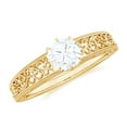 thumbnail image 1 of Rosec Jewels Certified Moissanite Engagement Ring 1 Ct - Filigree Ring (6 mm Cushion Cut, D-VS1 Quality), 10K Yellow Gold, US 13.00, 1 of 9