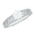 thumbnail image 1 of Rosec Jewels Certified Moissanite Engagement Ring 1 Ct - Filigree Ring (6 mm Cushion Cut, D-VS1 Quality), 925 Sterling Silver, US 4.00, 1 of 9