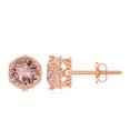 thumbnail image 1 of Rosec Jewels Solitaire Morganite Stud Earrings for Women in Crown Setting (6 mm, 1.50 CT), 10K Rose Gold, 1 of 8