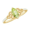 thumbnail image 1 of Rosec Jewels Solitaire Peridot Celtic Knot Ring with Diamond (4X8 mm, AAA Quality), 14K Yellow Gold, US 11.50, 1 of 8