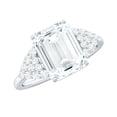 thumbnail image 1 of Rosec Jewels Certified Moissanite Emerald Cut Engagement Ring 2 Carat - Statement Ring (7X9 mm, D-VS1 Quality), 10K White Gold, US 4.00, 1 of 7