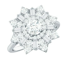 Rosec Jewels Certified Moissanite Engagement Ring for Women - D-VS1 Quality Certified Statement Ring, 925 Sterling Silver, US 4.00