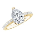 thumbnail image 1 of Rosec Jewels Statement Teardrop Moissanite Engagement Ring with Side Stones - 2 Ct - 7x10 mm, 18K Yellow Gold, US 13.00, 1 of 9