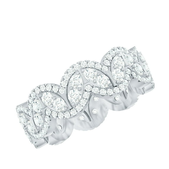 Rosec Jewels Statement Wedding Band Ring - Certified Lab Created Diamond Eternity Ring (EF-VS Grade), 10K White Gold, US 11.50
