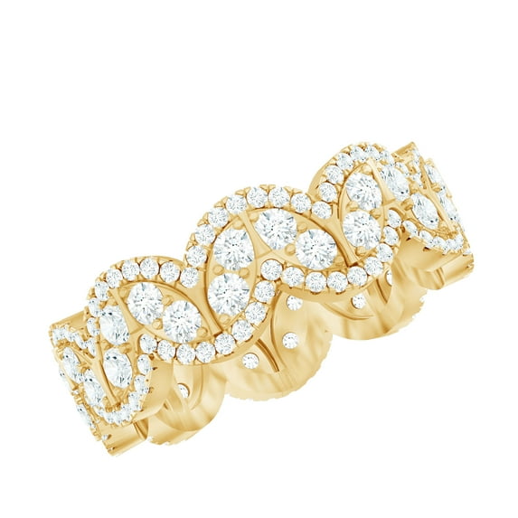 Rosec Jewels Statement Wedding Band Ring - Certified Lab Created Diamond Eternity Ring (EF-VS Grade), 18K Yellow Gold, US 9.50