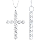 Rosec Jewels - Moissanite Cross Necklace with Silver Chain - D-VS1 Grade Moissanite Christian Necklace Hypoallergenic