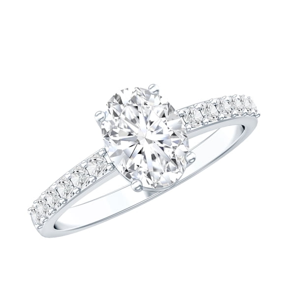 Rosec Jewels Oval Moissanite Engagement Ring for Women (1.69 Ct, 6X8mm, D-VS1 Grade) - Hypoallergenic Elongated Ring - Mothers Day Gift, US 5.50