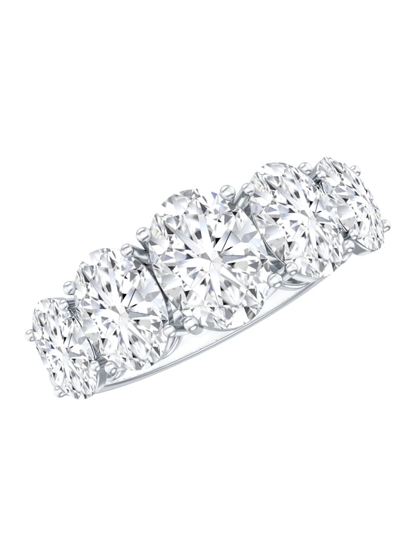 Moissanite 5 Stone Anniversary Ring (D-VS1 Quality) - 925 Silver Womens Moissanite Ring Hypoallergenic - Ideal For Gift, US 5.00