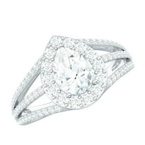 Rosec Jewels Sterling Silver CZ Engagement Ring for Women (AAAA Quality) - Statement Teardrop Ring - Split Shank Ring, US 6.00