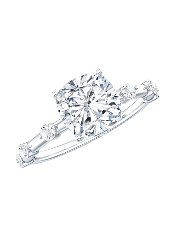 3 Carat Cushion Cut Moissanite Engagement Ring 925 Silver Hallmark (D-VS1 Quality) - Ready For Proposal, US 6.50
