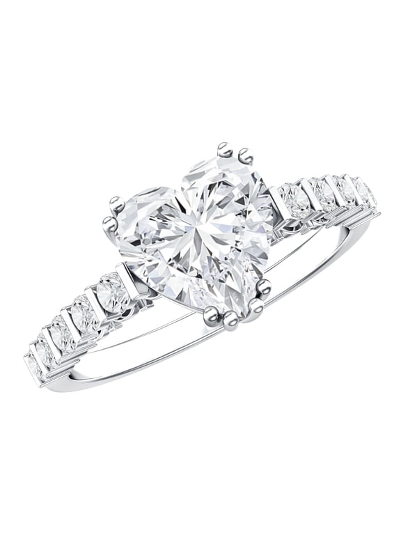 - Certified 2 Carat Moissanite Heart Engagement Ring in Silver - D-VS1 Quality - Gift For Woman Who Has Everything, US 8.00