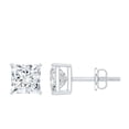 thumbnail image 1 of Certified 1.50 Ct Moissanite Stud Earrings with Screw Back (5 mm, D-VS1 Grade) - 925 Silver Princess Cut Earrings - Gift for Women, 1 of 9