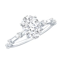 Rosec Jewels Sterling Silver Oval Engagement Ring (6x8 mm, 925 Stamped) - D-VS1 Quality 1 Carat Moissanite Ring for Women, US 8.00