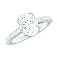 thumbnail image 1 of Rosec Jewels Sterling Silver Oval Moissanite Ring (7x9 mm, D-VS1 Quality) - 2 Carat Engagement Ring with Side Stones, US 7.00, 1 of 7