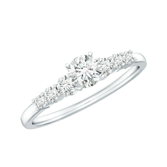 Rosec Jewels - Sterling Silver Promise Ring for Her - Graduated Style Diamond Moissanite Ring (D-VS1 Quality) - Ready to Gift, US 6.00