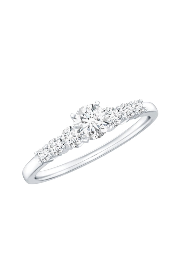 Moissanite Promise Ring 925 Silver - Graduated Style Diamond Moissanite Ring (D-VS1 Quality) - with Jewelry Box, US 7.00