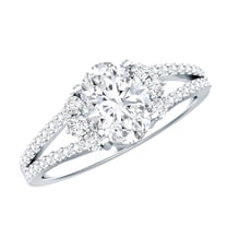 Rosec Jewels - Sterling Silver Zircon Ring (AAAA Quality, 6x8 mm Oval) - CZ Engagement Ring for Women - 1 ct CZ Ring, US 5.00