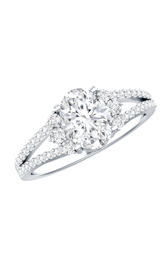 - Sterling Silver Zircon Ring (AAAA Quality, 6x8 mm Oval) - CZ Engagement Ring for Women - 1 ct CZ Ring, US 6.00