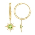 thumbnail image 1 of Rosec Jewels Sunburst Hoop Drop Earrings with Peridot for Women - August Birthstone Earrings, 10K Yellow Gold, 1 of 7