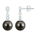 thumbnail image 1 of Rosec Jewels Tahitian Pearl Dangle Earrings with Diamond for Women (7 mm, 6.25 CT), 10K White Gold, 1 of 8
