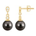 thumbnail image 1 of Rosec Jewels Tahitian Pearl Dangle Earrings with Diamond for Women (7 mm, 6.25 CT), 14K Yellow Gold, 1 of 8