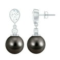 thumbnail image 1 of Rosec Jewels Tahitian Pearl Drop Earrings with Moissanite for Women - 5X7 mm - AAA Grade, 10K White Gold, 1 of 7
