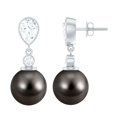 thumbnail image 1 of Rosec Jewels Tahitian Pearl Drop Earrings with Moissanite for Women - 5X7 mm - AAA Grade, 14K White Gold, 1 of 7