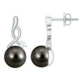 thumbnail image 1 of Rosec Jewels Tahitian Pearl Drop Earrings with Moissanite for Women (8 mm, AAA Grade), 14K White Gold, 1 of 8