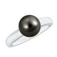 thumbnail image 1 of Rosec Jewels Real Tahitian Black Pearl Engagement Ring 8 Carat - Pearl Solitaire Ring (8 mm, AAA Quality, with Jewelry Box), 18K White Gold, US 10.50, 1 of 8
