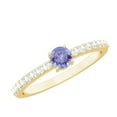 thumbnail image 1 of Rosec Jewels Natural Tanzanite Promise Ring with Diamond - December Birthstone Ring - AAA Quality - Ready to Gift for Valentines, 10K Yellow Gold, US 3.50, 1 of 7