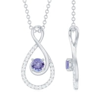 Rosec Jewels Natural Tanzanite Infinity Pendant Necklace (AAA Grade) - Tanzanite Diamond Necklace - Ready to Gift for Valentines, 925 Sterling Silver