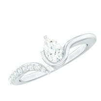 Rosec Jewels Teardrop Promise Ring - 5X7 MM Pear Shaped Diamond Ring (Lab Grown, EF-VS Grade), 925 Sterling Silver, US 4.00