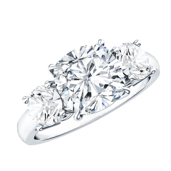 Rosec Jewels Three Stone Engagement Ring for Women- Certified Moissanite Ring - D-VS1 Quality, 10K White Gold, US 11.00