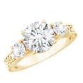 thumbnail image 1 of Rosec Jewels Three Stone Ring for Women - Certified Moissanite Engagement Ring (D-VS1 Grade), 10K Yellow Gold, US 10.50, 1 of 7