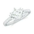 thumbnail image 1 of Rosec Jewels Moissanite Princess Cut Engagement Ring for Women - 5 mm - D-VS1 Quality Certified, 10K White Gold, US 5.50, 1 of 9