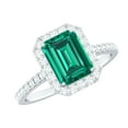 thumbnail image 1 of Rosec Jewels Lab Grown Emerald Engagement Ring for Women (6X8 mm Emerald Cut, AAAA Quality) - Certified Real Emerald Diamond Ring, 14K White Gold, US 5.50, 1 of 9
