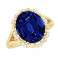 thumbnail image 1 of Rosec Jewels Vintage Inspired Lab Grown Blue Sapphire Ring with Diamond (10X12 mm), 10K Yellow Gold, US 9.50, 1 of 8